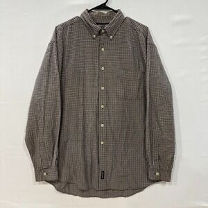 Y2K Abercrombie & Fitch Woven Shirt Men's M Navy Beige Check Long Sleeve